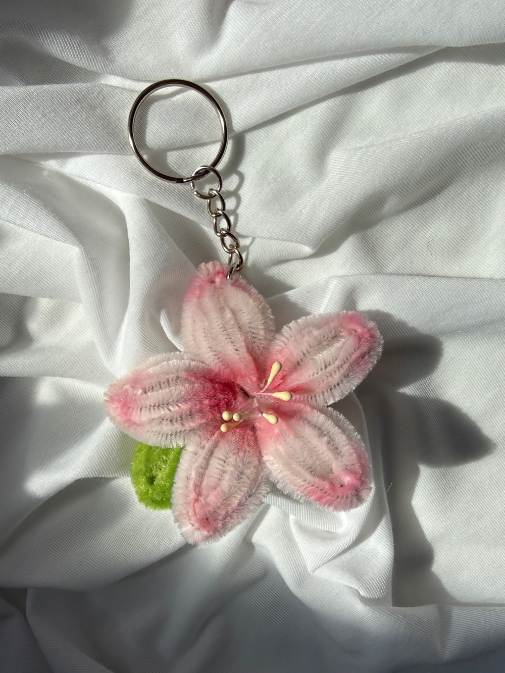 Floral Plush Pink Keychain - Women Accessories